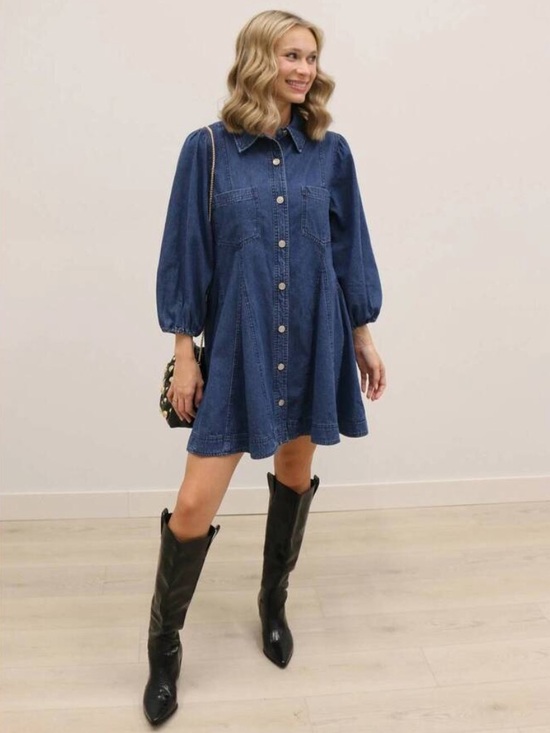 entro Dresses & Skirts - entro Dark Blue Denim Button-Front Mini Dress